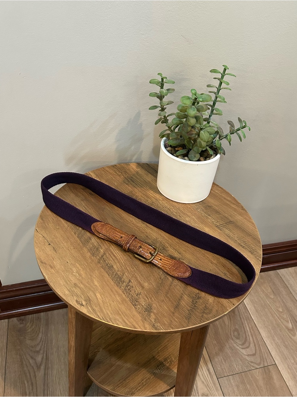 Vintage Cole Haan Genuine Lizard Purple Stretch Belt 36/90